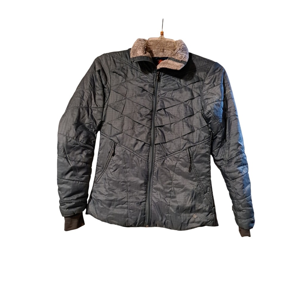 Columbia Womens Omni-Heat Interchange Puffer Jacket Gray Faux Fur Trim  0636